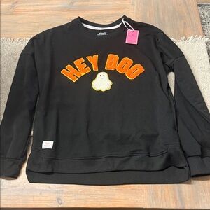 Simply Southern Black and Orange 'Hey Boo' Halloween Crewneck Sweater